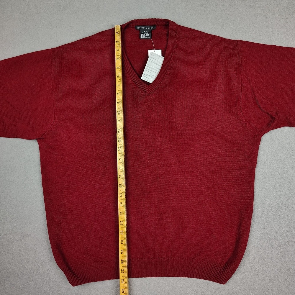 New Geoffrey Beene 100% Cashmere Sweater Men XL Red Wine Knit V Neck MSRP $150 - Picture 7 of 10